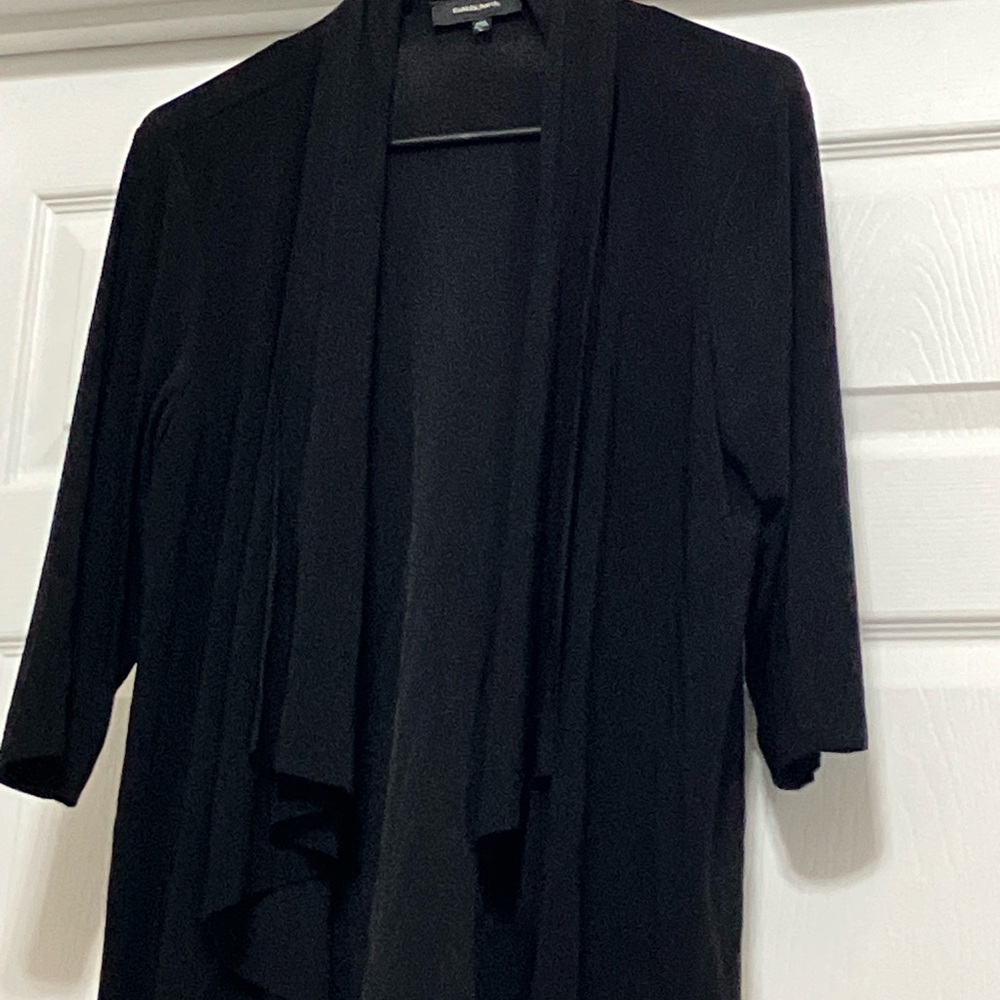 R&M Richards Black Open-Front Draped Cardigan